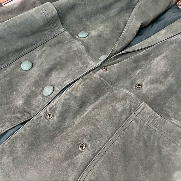 Vintage Wilsons Leather Adventure Bound Green Trench Coat Jacket - Picture 16 of 16